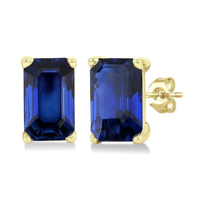 Emerald Shape Gemstone Stud Earrings