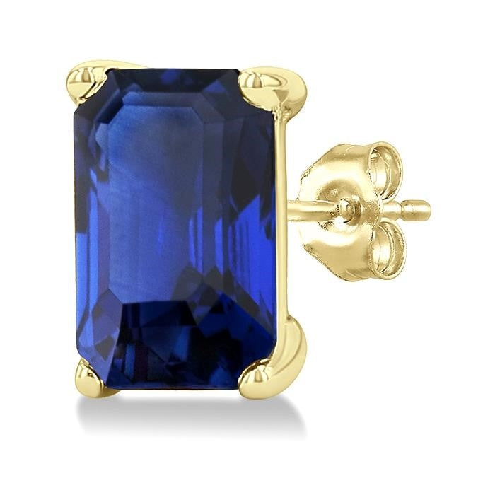 Emerald Shape Gemstone Stud Earrings