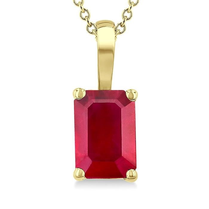 Ardenna Emerald Solitaire Pendant in 14K Yellow Gold
