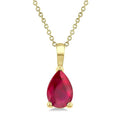 6X4 MM Pear Shape Ruby Precious Solitaire Pendant With Chain in 14K Yellow Gold