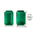 Emerald Shape Gemstone Stud Earrings