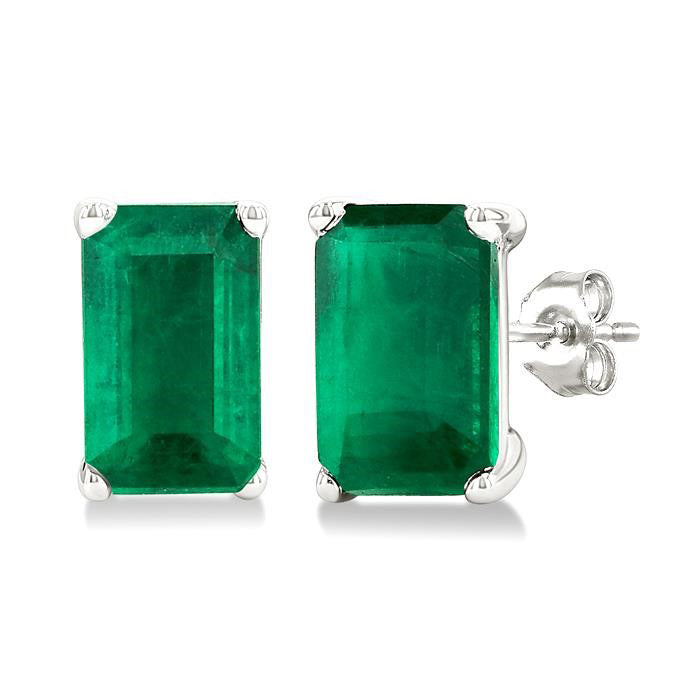 Emerald Shape Gemstone Stud Earrings