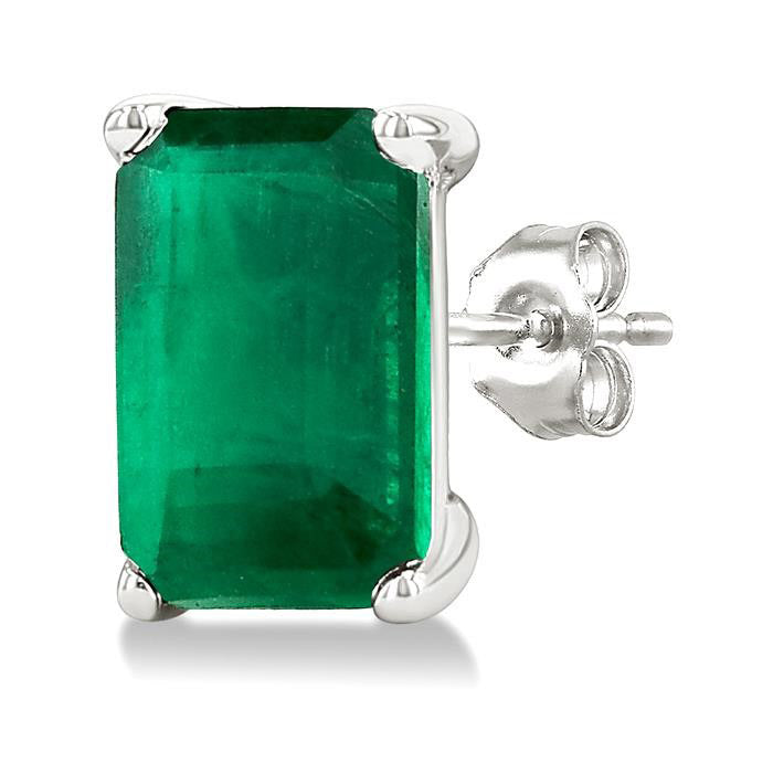 Emerald Shape Gemstone Stud Earrings