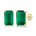 Emerald Shape Gemstone Stud Earrings