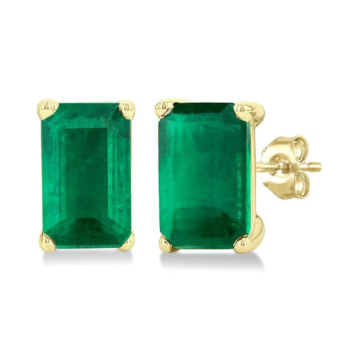 Emerald Shape Gemstone Stud Earrings