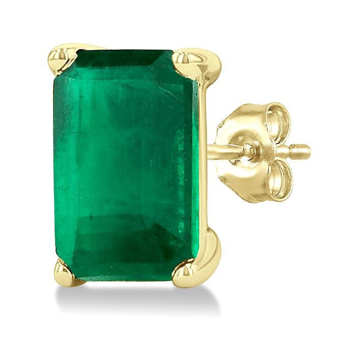 Emerald Shape Gemstone Stud Earrings