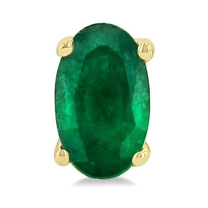 5X3 MM Oval Shape Emerald Precious Stud Earrings in 14K Yellow Gold