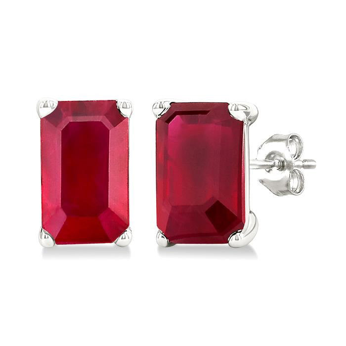 Emerald Shape Gemstone Stud Earrings