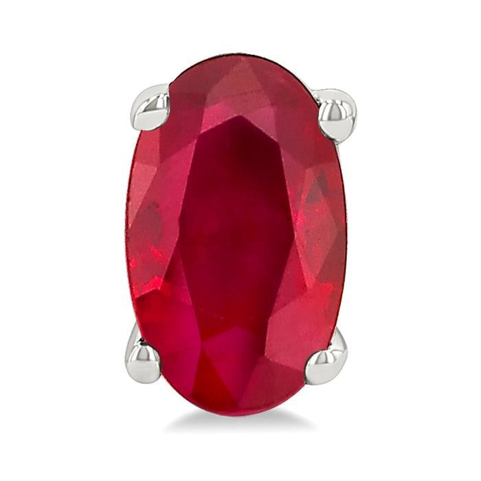 5X3 MM Oval Shape Ruby Precious Stud Earrings in 14K White Gold