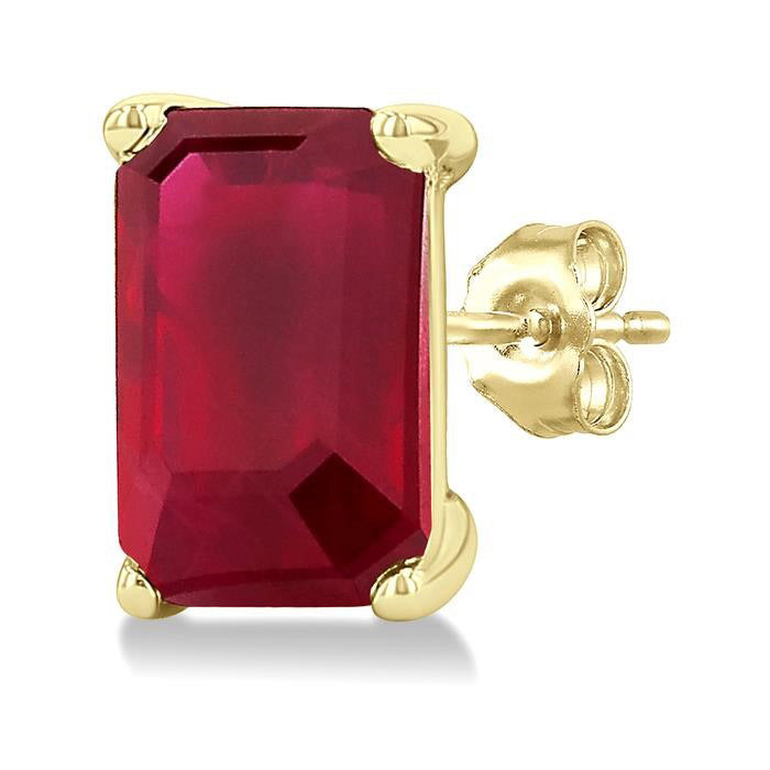 Emerald Shape Gemstone Stud Earrings