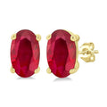 Oval Shape Gemstone Stud Earrings