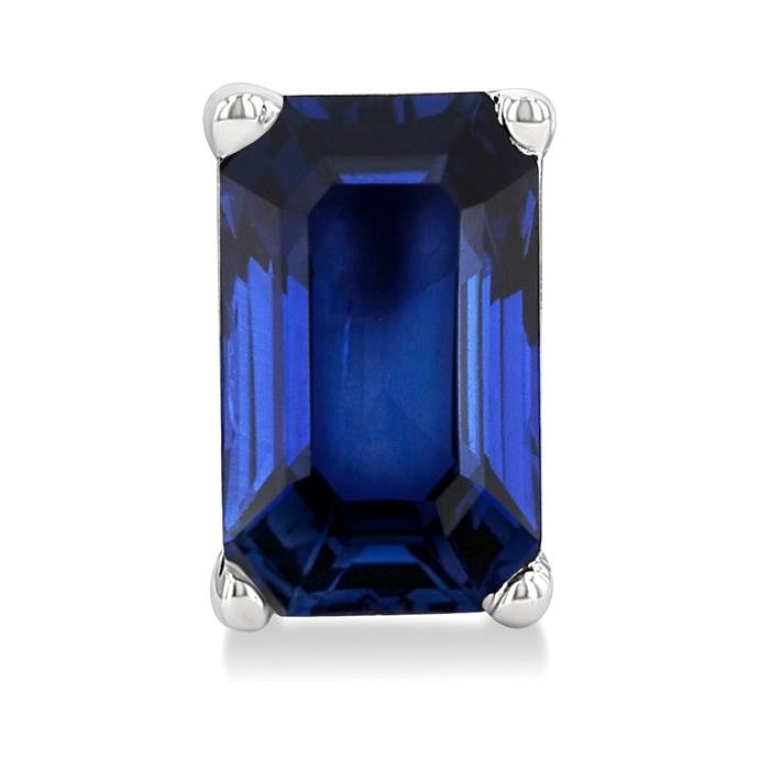 5X3 MM Octagon Shape Sapphire Precious Stud Earrings in 14K White Gold