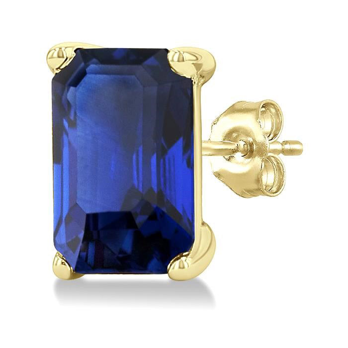 Emerald Shape Gemstone Stud Earrings