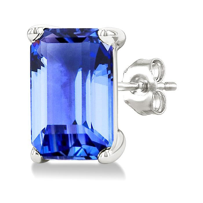 Emerald Shape Gemstone Stud Earrings