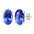 5X3 MM Oval Shape Tanzanite Precious Stud Earrings in 14K White Gold