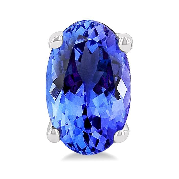 5X3 MM Oval Shape Tanzanite Precious Stud Earrings in 14K White Gold