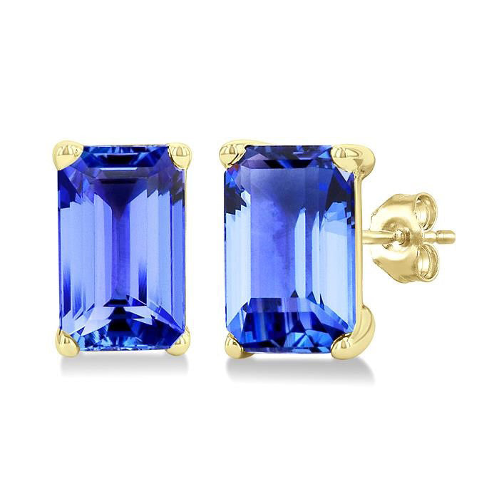 Emerald Shape Gemstone Stud Earrings