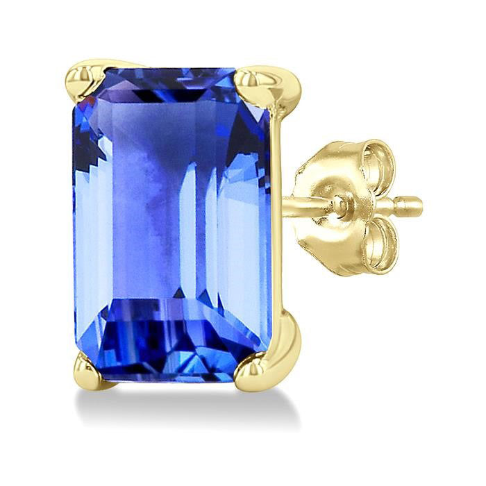 Emerald Shape Gemstone Stud Earrings