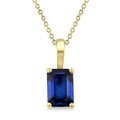 Emerald Shape Sapphire Gemstone Solitaire Pendant