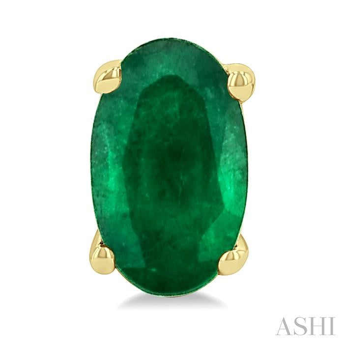 5X3 MM Oval Shape Emerald Precious Stud Earrings in 14K Yellow Gold