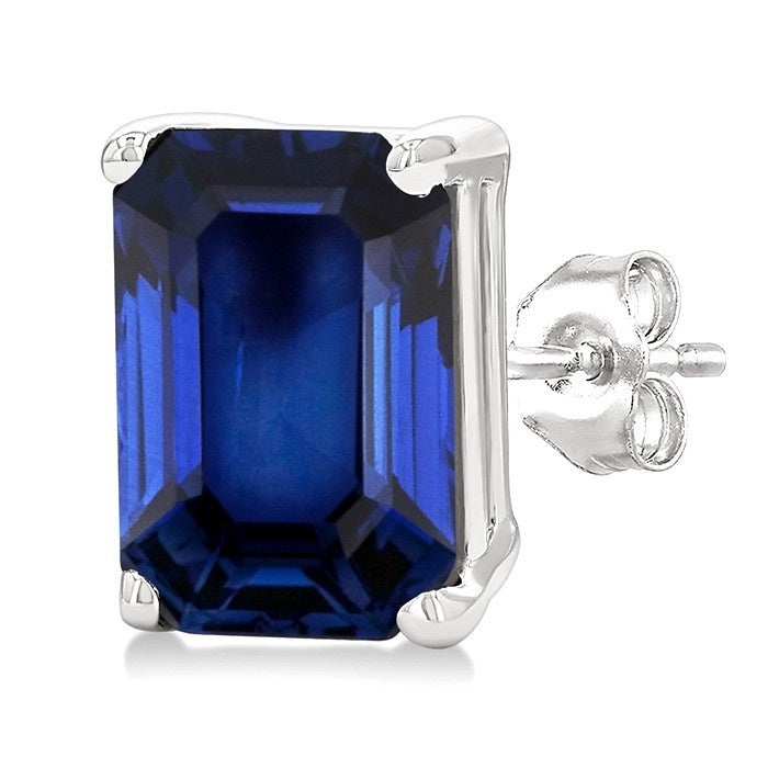 Emerald Shape Gemstone Stud Earrings