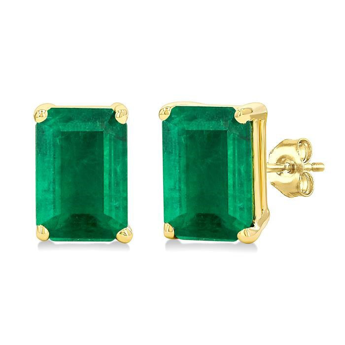 Emerald Shape Gemstone Stud Earrings
