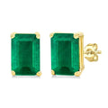 Emerald Shape Gemstone Stud Earrings