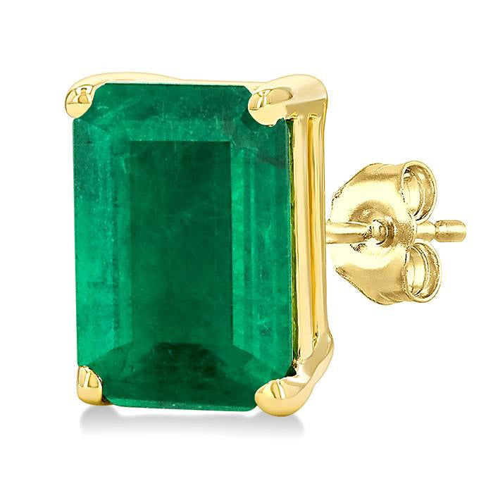 Emerald Shape Gemstone Stud Earrings