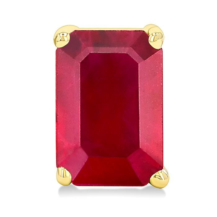 6X4 MM Octagon Shape Ruby Precious Gemstone Stud Earrings in 14K Yellow Gold