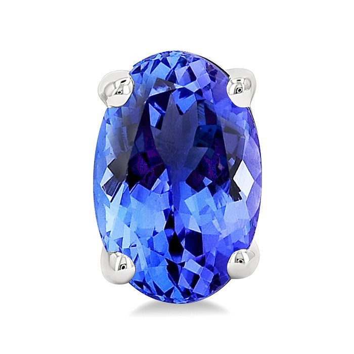 6X4MM Oval Cut Tanzanite Precious Stud Earrings in 14K White Gold