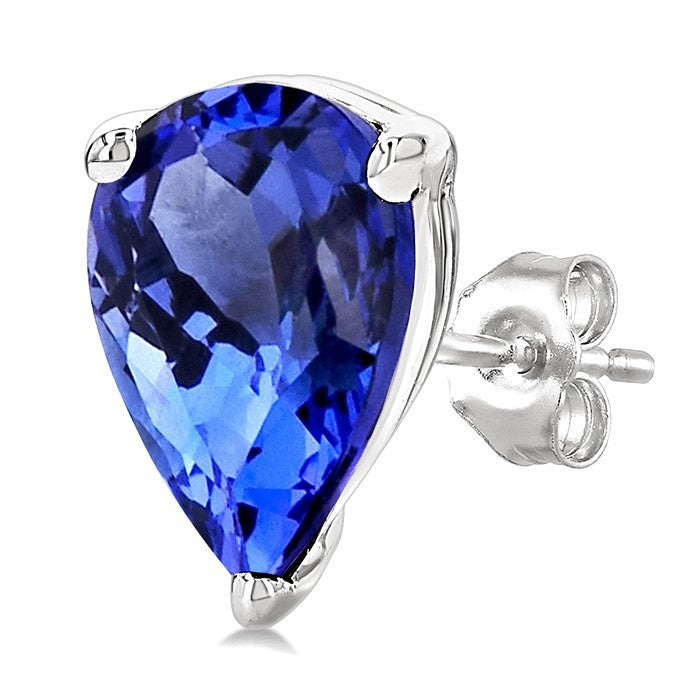 6X4MM Pear Cut Tanzanite Precious Stud Earrings in 14K White Gold
