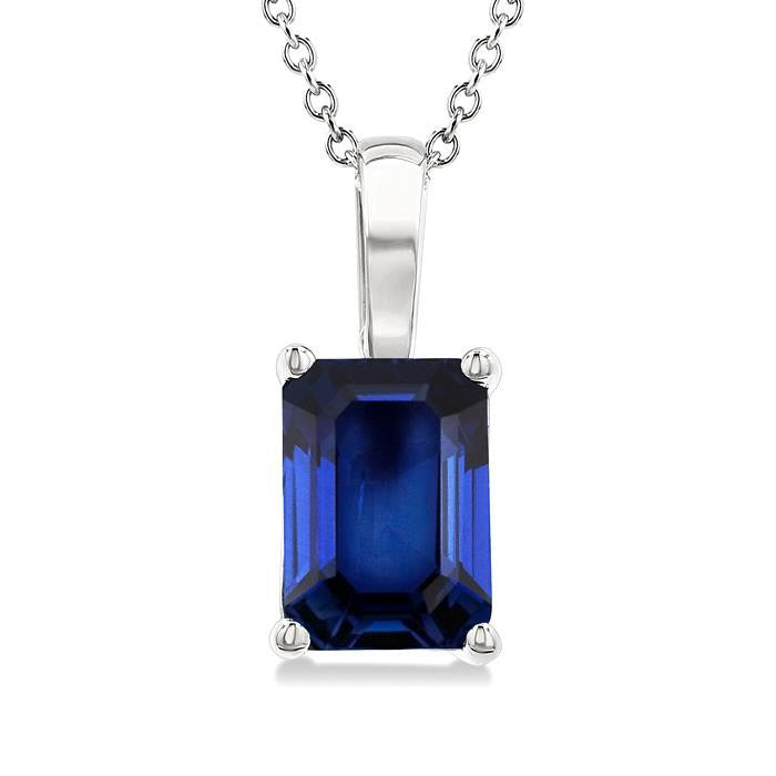Majesty Emerald Shape Gemstone Solitaire Pendant