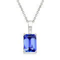 7X5MM Octagon Shape Tanzanite Precious Solitaire Pendant With Chain in 14K White Gold