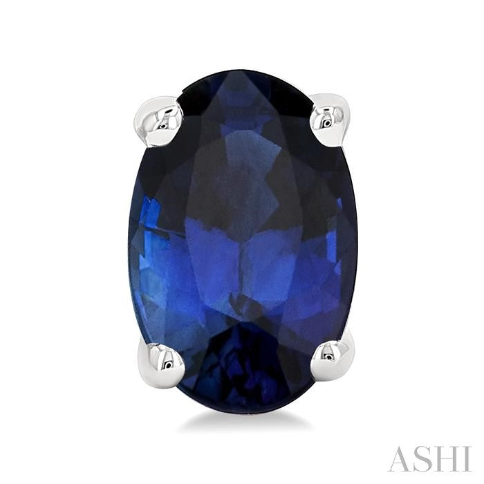 6X4MM Oval Cut Sapphire Precious Stud Earrings in 14K White Gold