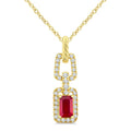 Tempest Emerald Shape Gemstone & Diamond Link Pendant