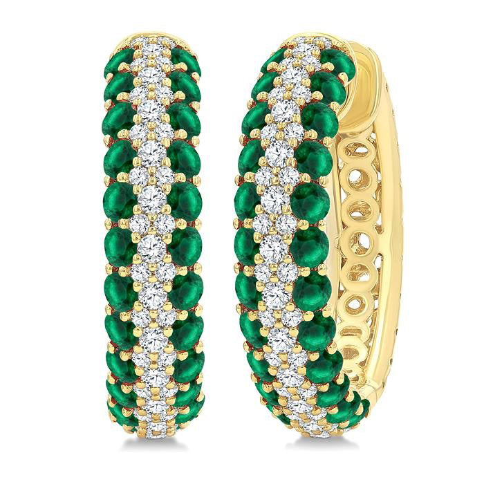 Gemstone & Diamond Hoop Earrings