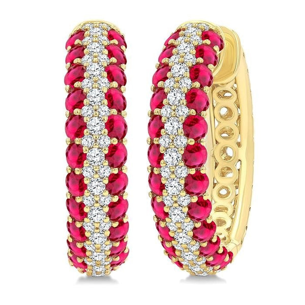 Gemstone & Diamond Hoop Earrings