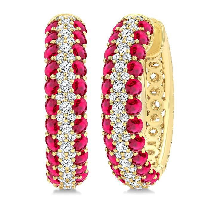 Gemstone & Diamond Hoop Earrings