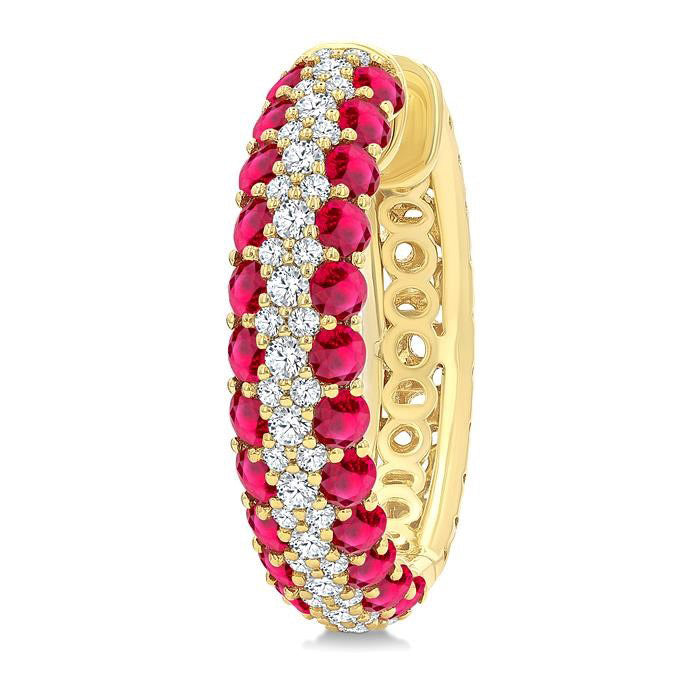 Gemstone & Diamond Hoop Earrings