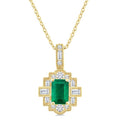 Vesper Emerald Shape Gemstone & Diamond Pendant