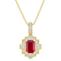 Sable Emerald Shape Gemstone & Diamond Pendant