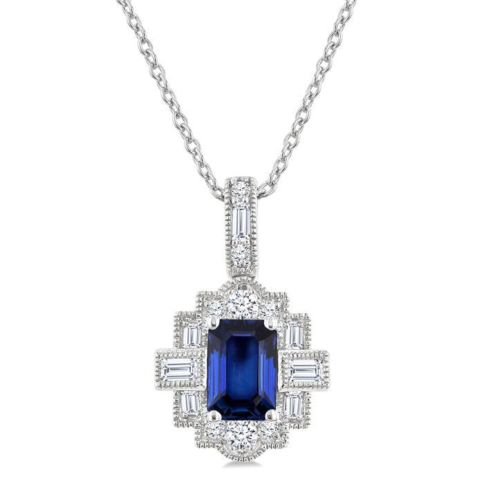 Haven Emerald Shape Gemstone & Diamond Pendant
