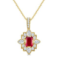 Nova Emerald Shape Art Deco Gemstone & Diamond Fashion Pendant