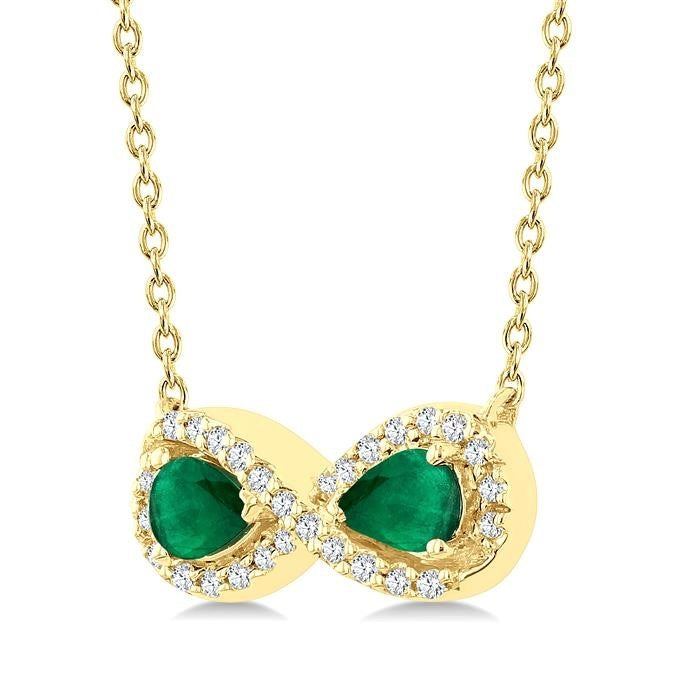 Lyric Pear Shape Infinity Gemstone & Halo Diamond Pendant