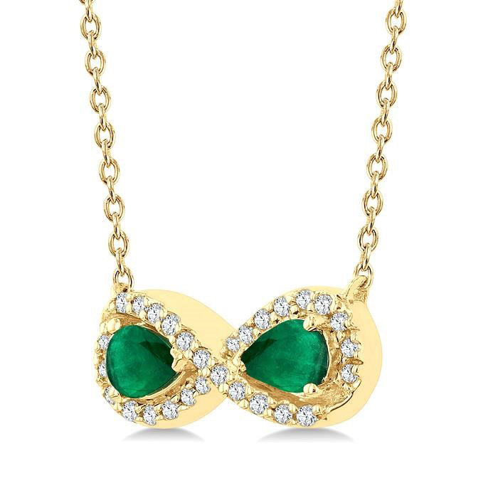 Lyric Pear Shape Infinity Gemstone & Halo Diamond Pendant