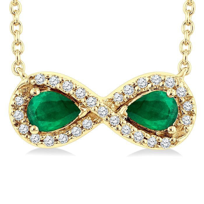 Lyric Pear Shape Infinity Gemstone & Halo Diamond Pendant