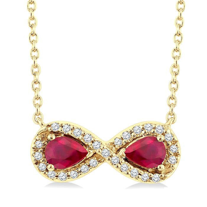 Tempest Pear Shape Infinity Gemstone & Halo Diamond Pendant