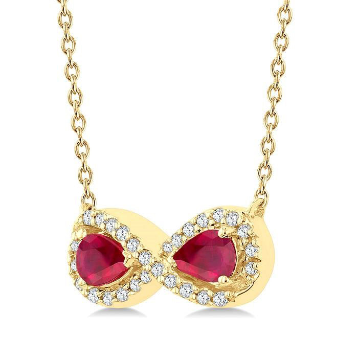 Tempest Pear Shape Infinity Gemstone & Halo Diamond Pendant