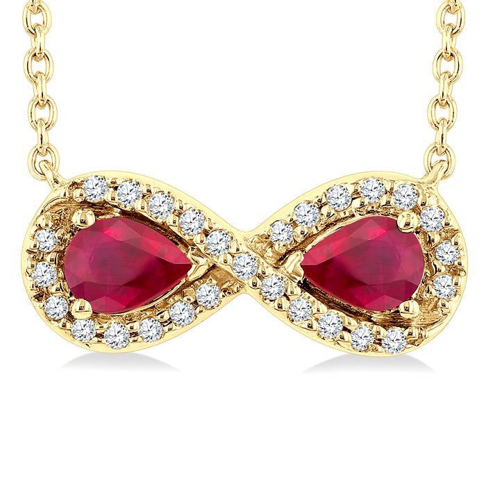 Tempest Pear Shape Infinity Gemstone & Halo Diamond Pendant