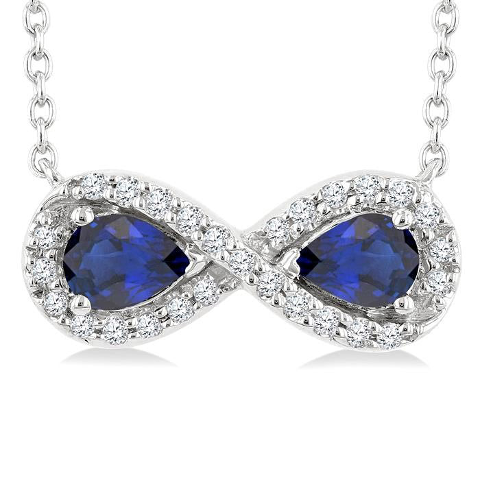 Nimbus Pear Shape Infinity Gemstone & Halo Diamond Pendant